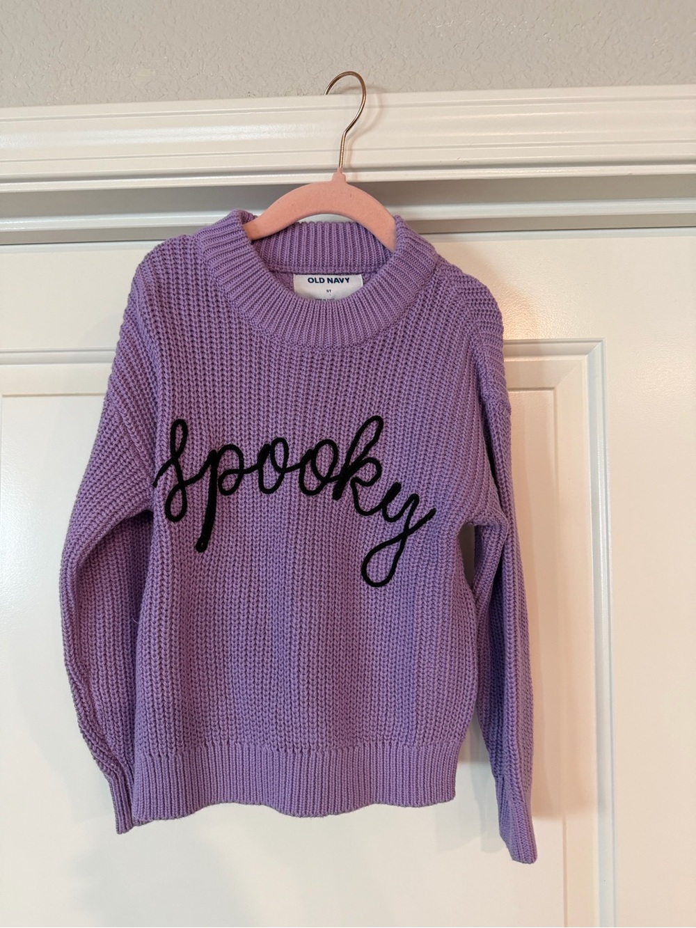 Old Navy Lavender Crewneck Sweater with 'Spooky' Script